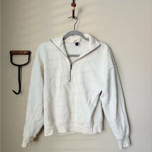 Cream Cropped Quarter zip